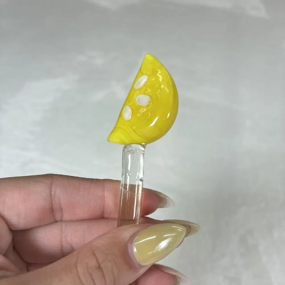 Set of 4 Vintage Glass Lemon Wedge Swizzle Stick Stirrer 11.75" Summer Free Ship - Picture 5 of 7